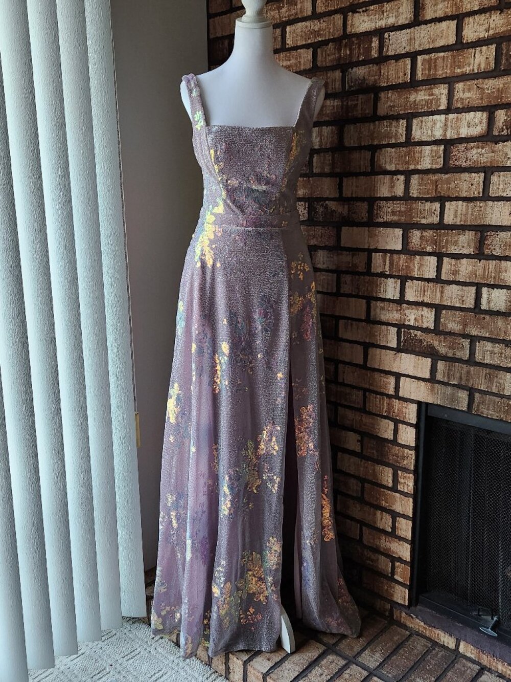City Studio Maxidress Lavender Iridescent Floral Sleeveless Size 5